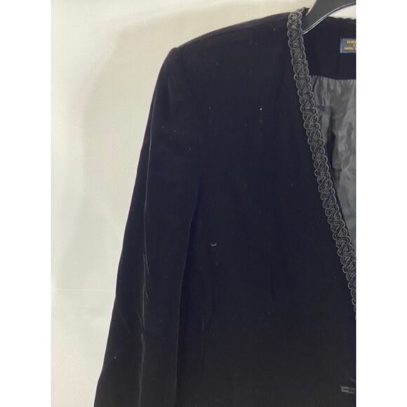 BROOKS BROTHERS Women's Black Vintage Textured Velvet Single-Button Blazer SZ 12 - Picture 3 of 11